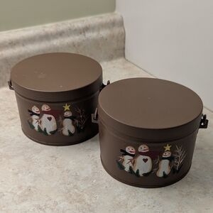 Pair of ❄️☃️ Snowman ☃️❄️ Decorative Tins